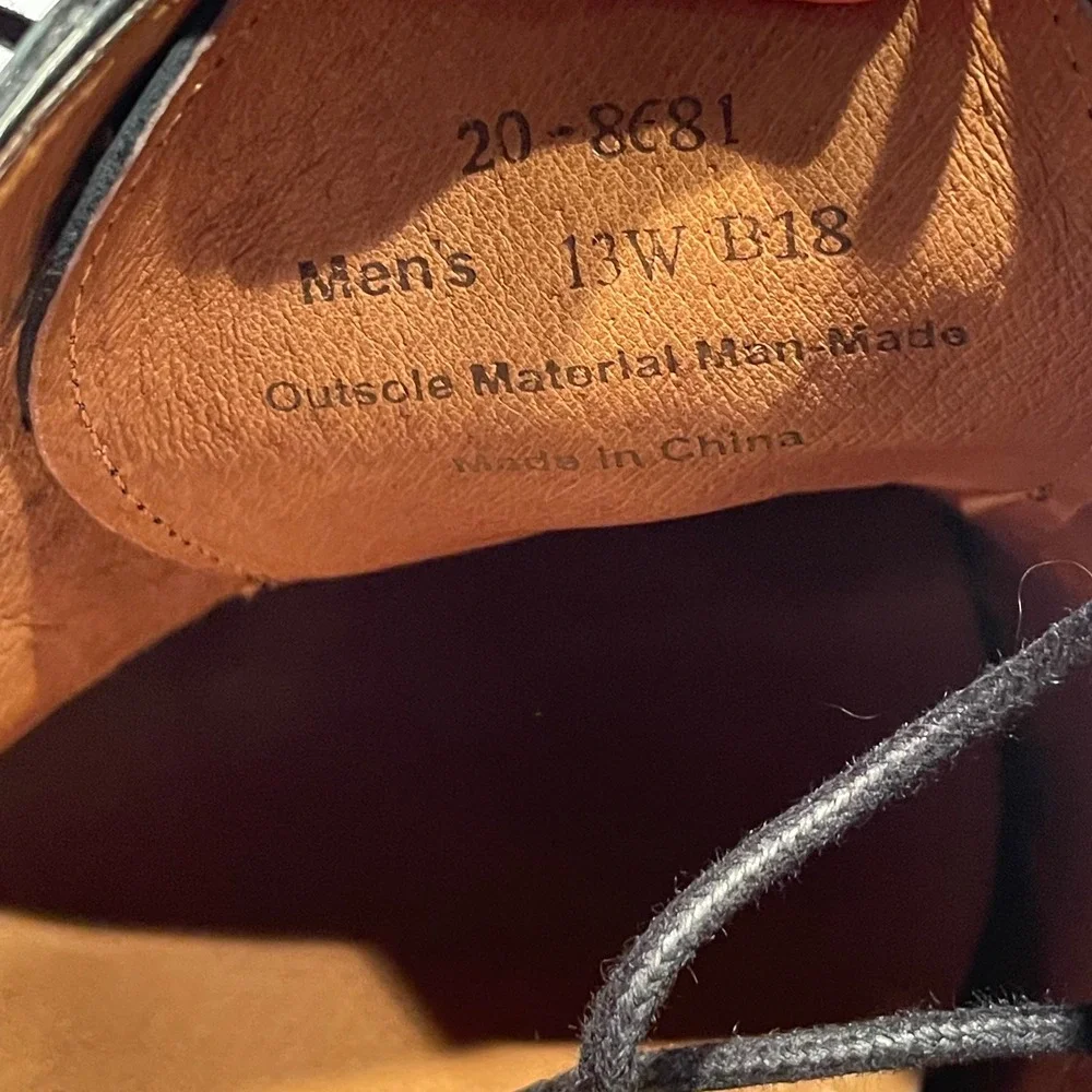 Johnston & Murphy Mens‎ Black Leather Wingtip Oxford Dress Shoes 13W 20-8681